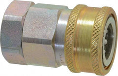 Parker - 1/2 Thread Steel Hydraulic Hose Valved Coupler - 4,000 psi, 30 GPM - Americas Industrial Supply