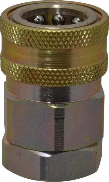 Parker - 3/4 Thread Steel Hydraulic Hose Valved Coupler - 3,500 psi, 52 GPM - Americas Industrial Supply