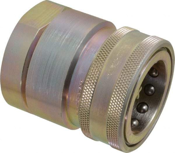 Parker - 1-1/2 Thread Steel Hydraulic Hose Valved Coupler - 1,500 psi, 175 GPM - Americas Industrial Supply