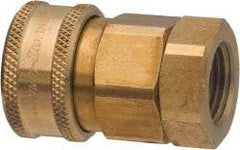 Parker - 1/4 Thread Brass Hydraulic Hose Valved Coupler - 2,250 psi, 8 GPM - Americas Industrial Supply