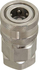 Parker - 1/4 Thread Stainless Steel Hydraulic Hose Valved Coupler - 5,000 psi, 8 GPM - Americas Industrial Supply