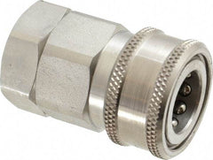 Parker - 1/2 Thread Stainless Steel Hydraulic Hose Valved Coupler - 3,750 psi, 30 GPM - Americas Industrial Supply