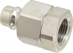 Parker - 1/2 Thread Stainless Steel Hydraulic Hose Valved Coupler - 3,750 psi, 30 GPM - Americas Industrial Supply