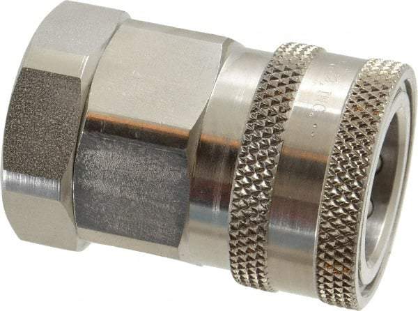 Parker - 3/4 Thread Stainless Steel Hydraulic Hose Valved Coupler - 2,000 psi, 52 GPM - Americas Industrial Supply