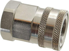 Parker - 3/4 Thread Stainless Steel Hydraulic Hose Valved Coupler - 2,000 psi, 52 GPM - Americas Industrial Supply