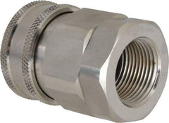 Parker - 1 Thread Stainless Steel Hydraulic Hose Valved Coupler - 2,000 psi, 80 GPM - Americas Industrial Supply