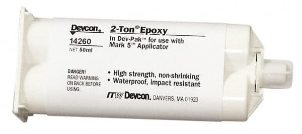 Devcon - 50 mL Cartridge Two Part Epoxy - 8 to 12 min Working Time, 2,250 psi Shear Strength - Americas Industrial Supply