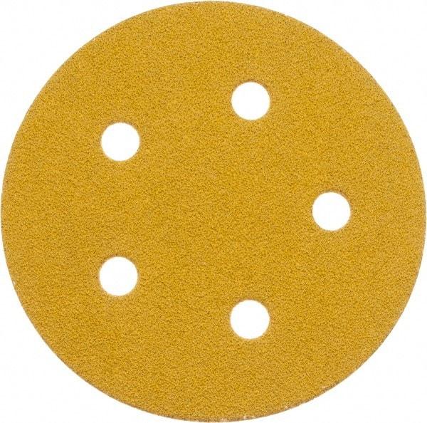 Made in USA - 5" Diam, 60 Grit, Aluminum Oxide Hook & Loop Disc - Medium Grade, Coated, E Weight Paper Backing, - Americas Industrial Supply