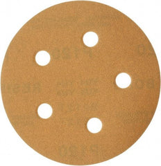 Made in USA - 5" Diam, 120 Grit, Aluminum Oxide Hook & Loop Disc - Fine Grade, Coated, C Weight Paper Backing, - Americas Industrial Supply