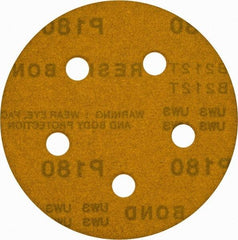 Made in USA - 5" Diam, 180 Grit, Aluminum Oxide Hook & Loop Disc - Very Fine Grade, Coated, C Weight Paper Backing, - Americas Industrial Supply