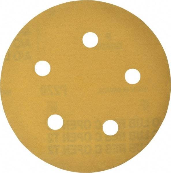 Made in USA - 5" Diam, 220 Grit, Aluminum Oxide Hook & Loop Disc - Very Fine Grade, Coated, C Weight Paper Backing, - Americas Industrial Supply