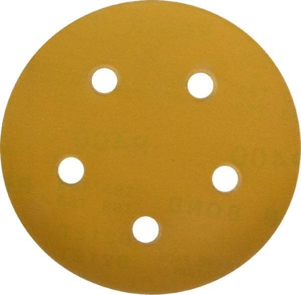 Made in USA - 5" Diam, 400 Grit, Aluminum Oxide Hook & Loop Disc - Super Fine Grade, Coated, C Weight Paper Backing, - Americas Industrial Supply