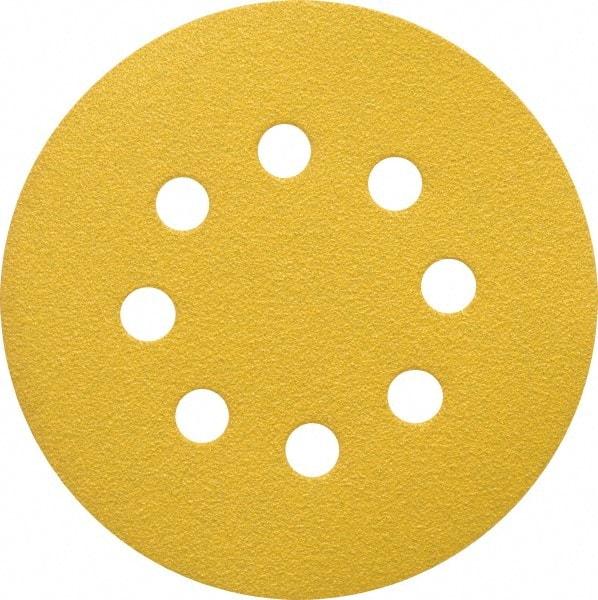 Made in USA - 5" Diam, 80 Grit, Aluminum Oxide Hook & Loop Disc - Medium Grade, Coated, C Weight Paper Backing, - Americas Industrial Supply