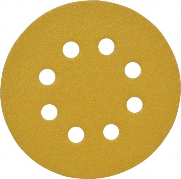 Made in USA - 5" Diam, 100 Grit, Aluminum Oxide Hook & Loop Disc - Fine Grade, Coated, C Weight Paper Backing, - Americas Industrial Supply