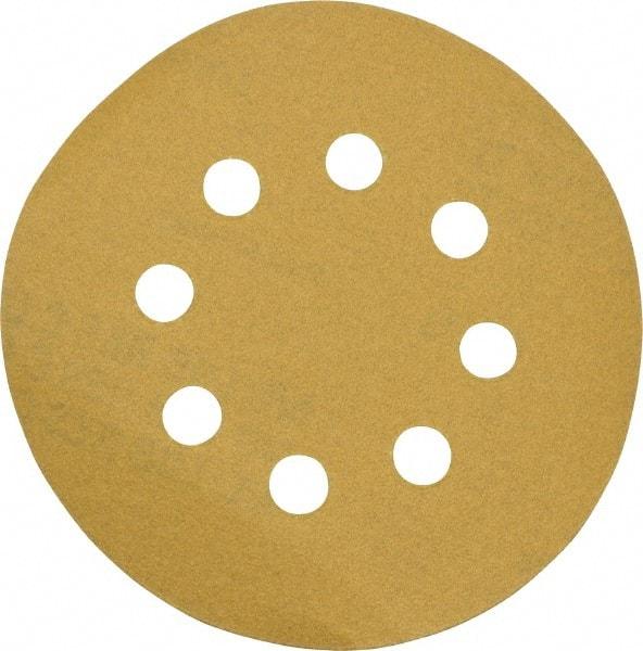 Made in USA - 5" Diam, 120 Grit, Aluminum Oxide Hook & Loop Disc - Fine Grade, Coated, C Weight Paper Backing, - Americas Industrial Supply
