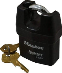 Master Lock - 3/4" Shackle Clearance, Keyed Alike Padlock - 3/8" Shackle Width, 3/8" Shackle Diam, Laminated Steel - Americas Industrial Supply