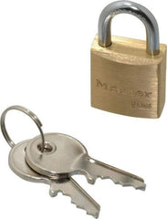 Master Lock - 7/16" Shackle Clearance, Keyed Alike Padlock - 5/32" Shackle Diam, Brass - Americas Industrial Supply