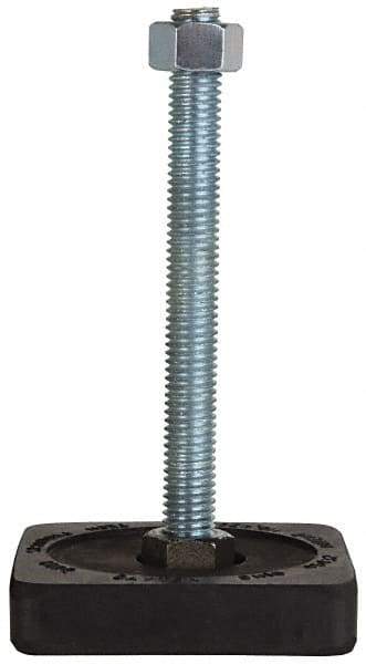 Tech Products - 500 Lb Capacity, 1/2-13 Thread, Steel Stud, Studded Pivotal Socket Mount Leveling Pad & Mount - 5" Stud Length, 3" Base Diam, Neoprene Pad - Americas Industrial Supply