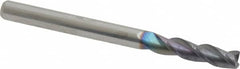 Accupro - 1/8", 3 Flute, Single End, Solid Carbide, 0.01" Corner Radius End Mill - 1-1/2" OAL, 35° Helix, Right Hand Flute, 1/2" LOC, Right Hand Cut - Americas Industrial Supply