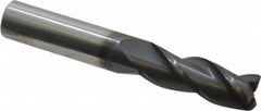 Accupro - 3/8", 3 Flute, Single End, Solid Carbide, 0.02" Corner Radius End Mill - 2-1/2" OAL, 35° Helix, Right Hand Flute, 1" LOC, Right Hand Cut - Americas Industrial Supply