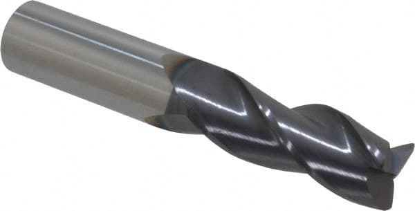 Accupro - 5/8", 3 Flute, Single End, Solid Carbide, 0.03" Corner Radius End Mill - 3-1/2" OAL, 35° Helix, Right Hand Flute, 1-5/8" LOC, Right Hand Cut - Americas Industrial Supply