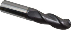 Accupro - 5/8" Diam, 1-1/4" LOC, 3 Flute Solid Carbide Ball End Mill - AlTiN Finish, Single End, 3-1/2" OAL, 5/8" Shank Diam, Spiral Flute - Americas Industrial Supply