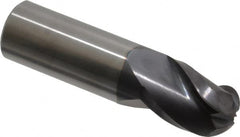 Accupro - 3/4" Diam, 1" LOC, 3 Flute Solid Carbide Ball End Mill - AlTiN Finish, Single End, 3" OAL, 3/4" Shank Diam, Spiral Flute - Americas Industrial Supply