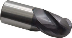 Accupro - 1" Diam, 1-1/4" LOC, 3 Flute Solid Carbide Ball End Mill - AlTiN Finish, Single End, 3" OAL, 1" Shank Diam, Spiral Flute - Americas Industrial Supply