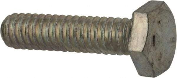 Made in USA - 1/4-20 UNC, 1" Length Under Head Hex Head Cap Screw - Fully Threaded, Grade 5 Steel, Zinc-Plated Finish, 7/16" Hex - Americas Industrial Supply