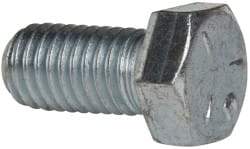 Made in USA - 1/2-13 UNC, 1" Length Under Head Hex Head Cap Screw - Fully Threaded, Grade 5 Steel, Zinc-Plated Finish, 3/4" Hex - Americas Industrial Supply