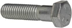Made in USA - 1/2-13 UNC, 2" Length Under Head Hex Head Cap Screw - Partially Threaded, Grade 5 Steel, Zinc-Plated Finish, 3/4" Hex - Americas Industrial Supply