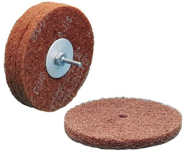 3M - 8" Medium Grade Deburring Disc - 1-1/4" Center Hole, Arbor Connection, Maroon, 3,000 Max RPM - Americas Industrial Supply