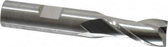 RobbJack - 1/2", 1" LOC, 1/2" Shank Diam, 3" OAL, 2 Flute, Solid Carbide Square End Mill - Single End, Uncoated, Spiral Flute, 30° Helix, Centercutting, Right Hand Cut, Right Hand Flute, Series NR-204 - Americas Industrial Supply