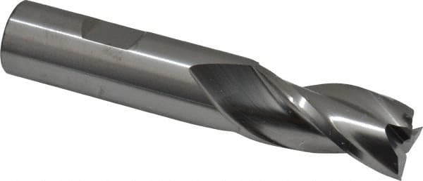 RobbJack - 3/4", 1-1/2" LOC, 3/4" Shank Diam, 4" OAL, 3 Flute, Solid Carbide Square End Mill - Single End, Uncoated, Spiral Flute, 30° Helix, Centercutting, Right Hand Cut, Right Hand Flute, Series NR-303 - Americas Industrial Supply