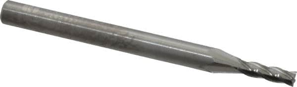 RobbJack - 5/64", 1/4" LOC, 1/8" Shank Diam, 1-1/2" OAL, 4 Flute, Solid Carbide Square End Mill - Single End, Uncoated, Spiral Flute, 30° Helix, Centercutting, Right Hand Cut, Right Hand Flute, Series NR-404 - Americas Industrial Supply