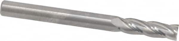 RobbJack - 3/16", 5/8" LOC, 3/16" Shank Diam, 2" OAL, 4 Flute, Solid Carbide Square End Mill - Single End, Uncoated, Spiral Flute, 30° Helix, Centercutting, Right Hand Cut, Right Hand Flute, Series NR-404 - Americas Industrial Supply