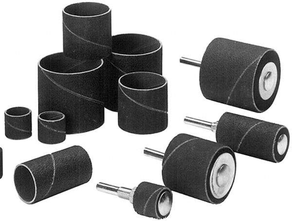 Made in USA - 120 Grit Aluminum Oxide Coated Spiral Band - 2" Diam x 1-1/2" Wide, Fine Grade - Americas Industrial Supply