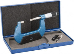 Value Collection - 1" to 2" Mechanical Enamel Coated Blade Micrometer - 0.001" Graduation, 0.0276" Blade Thickness, Ratchet-Friction Thimble - Americas Industrial Supply