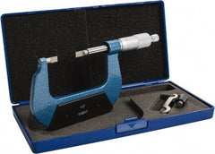 Value Collection - 1" to 2" Mechanical Enamel Coated Blade Micrometer - 0.0001" Graduation, 0.0276" Blade Thickness, Ratchet-Friction Thimble - Americas Industrial Supply