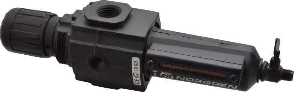 Norgren - 1/2" NPT Port Intermediate 1 Piece Filter/Regulator FRL Unit - Metal Bowl, 123 SCFM, 250 Max psi, 9.95" High x 2.68" Long, Manual Drain - Americas Industrial Supply