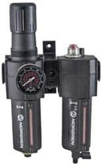Norgren - 1/2" NPT Port Standard 2 Piece Filter/Regulator-Lubricator FRL Unit - Metal Bowl, 138 SCFM, 250 Max psi, 11.93" High x 6.84" Long, Automatic Drain - Americas Industrial Supply