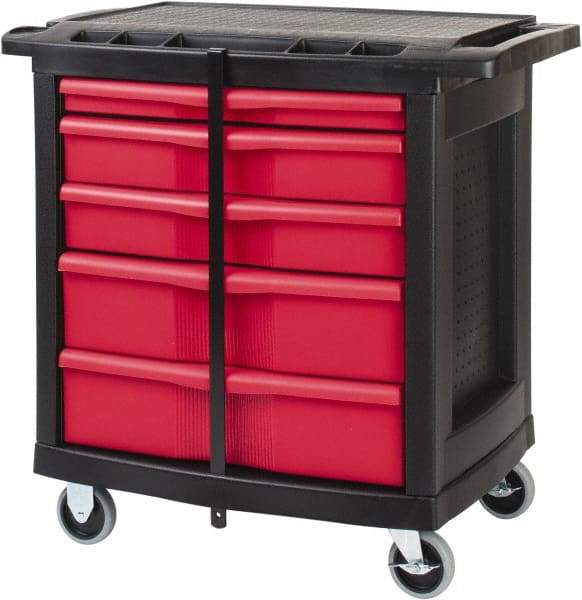 Rubbermaid - 250 Lb Capacity, 5 Drawer Mobile Workstation - 30-1/2" Wide x 20-1/4" Deep x 33-5/8" High, Plastic - Americas Industrial Supply