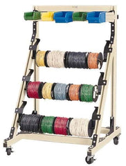 Qualtech - 300 Lb Capacity, 33-39/64" Wide x 36" Long x 54" High Wire Spool Cart - 3 Slot, Aluminum, 4 Glides - Americas Industrial Supply