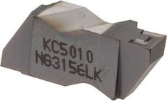 Kennametal - 3156NG K Grade KC5010, 3.96mm Cutting Width Carbide Grooving Insert - 3.81mm Max Depth of Cut, Left Hand, 0.19mm Corner Radius, TiAlN Finish - Americas Industrial Supply
