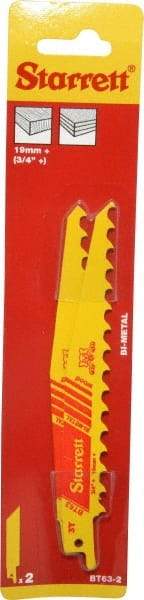 Starrett - 6" Long x 3/4" Thick, Bi-Metal Reciprocating Saw Blade - Tapered Profile, 3 TPI, Toothed Edge, Universal Shank - Americas Industrial Supply