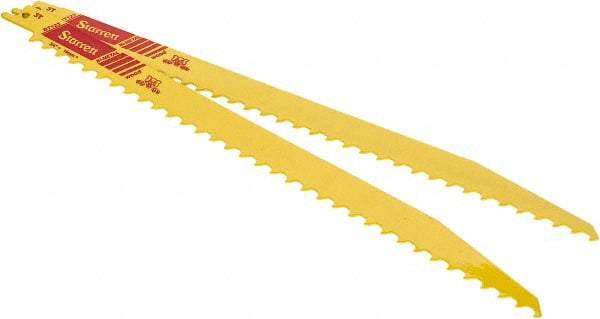 Starrett - 12" Long x 3/4" Thick, Bi-Metal Reciprocating Saw Blade - Tapered Profile, 3 TPI, Toothed Edge, Universal Shank - Americas Industrial Supply