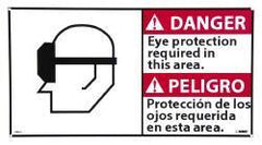 NMC - "Danger - Eye Protection Required in This Area", 10" Long x 18" Wide, Rigid Plastic Safety Sign - Rectangle, 0.05" Thick, Use for Accident Prevention - Americas Industrial Supply