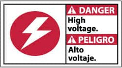 NMC - "Danger - High Voltage", 10" Long x 18" Wide, Rigid Plastic Safety Sign - Rectangle, 0.05" Thick, Use for Accident Prevention - Americas Industrial Supply
