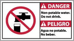 NMC - "Danger - Non-Potable Water - Do Not Drink", 10" Long x 18" Wide, Pressure-Sensitive Vinyl Safety Sign - Rectangle, 0.004" Thick, Use for Accident Prevention - Americas Industrial Supply