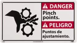 NMC - "Danger - Pinch Points", 10" Long x 18" Wide, Rigid Plastic Safety Sign - Rectangle, 0.05" Thick, Use for Accident Prevention - Americas Industrial Supply
